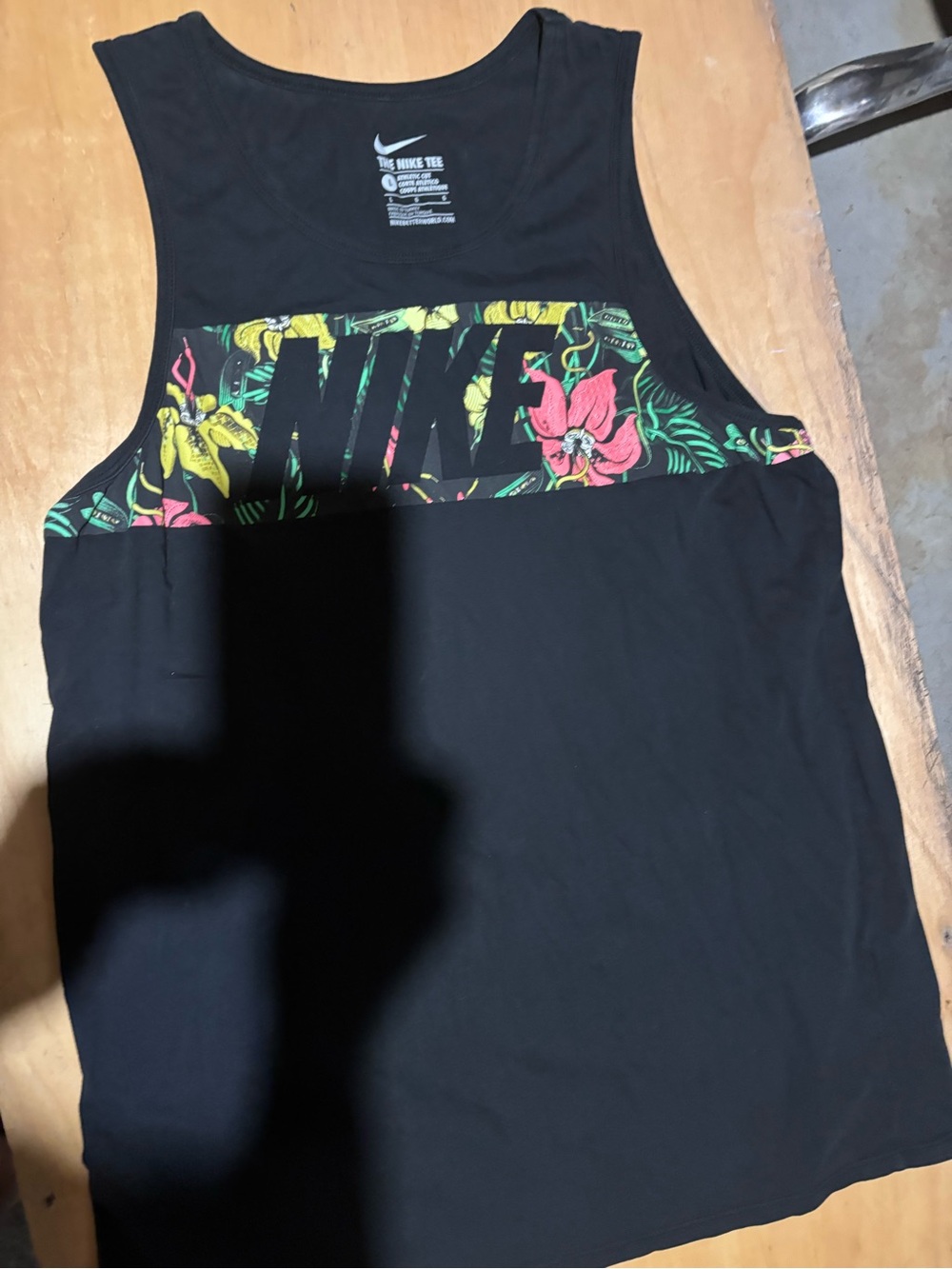Nike Black Tank with Tropical Floral Chest Panel